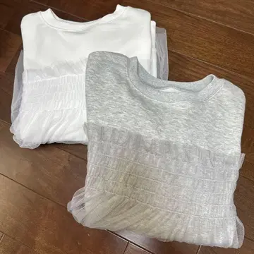 여성용 튤 장식 트레이닝복 상의 2세트