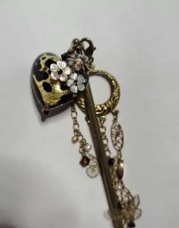 시미즈자카 유리관 헤어콤 표범 무늬 하트 teftef