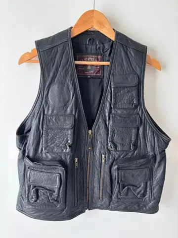 빈티지 가죽 바이커 베스트