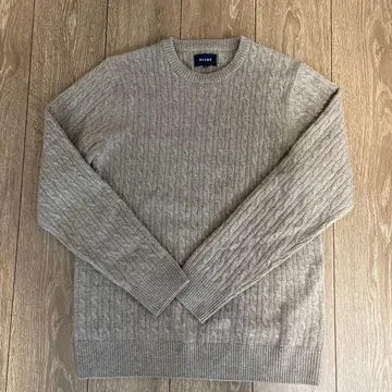 BEAMS 캐시미어 100% 케이블 니트 스웨터 M 베이지