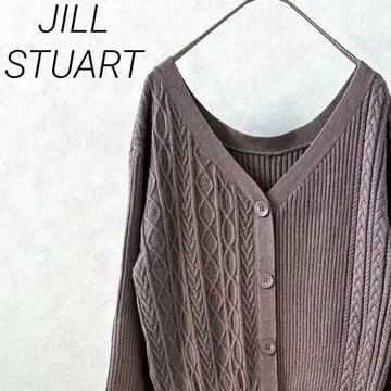 JILL STUART 패턴 믹스 니트 원피스 V넥 볼륨 소매