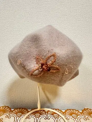 미사용 여성용 베레모 비즈 스팽글 액세서리 베이지 소프트