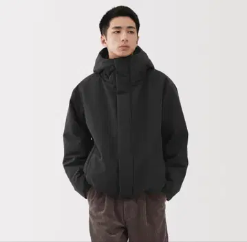 무인양품 방풍 발수 솜 후드 자켓 신사 L 블랙