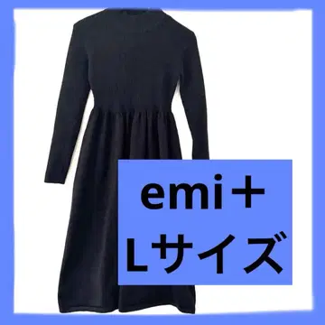 여성용 emi+ 하이넥 긴팔 니트 원피스 블랙 L 사이즈