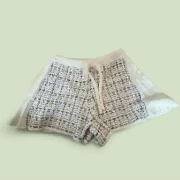 스나이델 홈 화이트 계열 트위드풍 숏팬츠