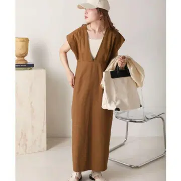 Bab 오버롤 스커트 벨트 포함 브라운