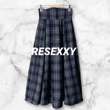 T82*리젝시 하이웨스트 코르셋 스커트 롱 플레어 체크 무늬