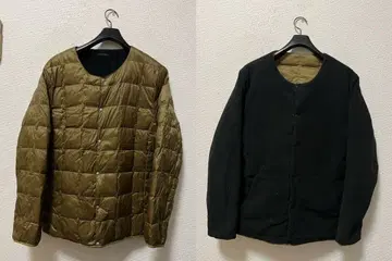 이온 나일론 x 플리스 라이트 다운 /L 카키 x 블랙 다운 90%