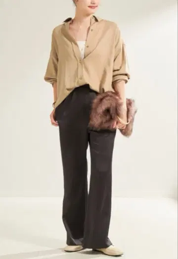 Plage 드레이프 셔츠 베이지 오버 사이즈