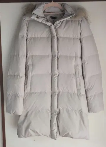 퍼 후드 라이트 그레이 다운 자켓