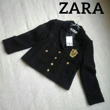 자라 미사용 새상품 택 포함 골드 버튼 자켓 트위드 엠블럼 블랙 S사이즈