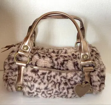 레오파드 무늬 퍼 토트백 가로형