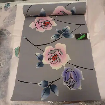 꽃무늬 유카타 옷감 그레이 계열