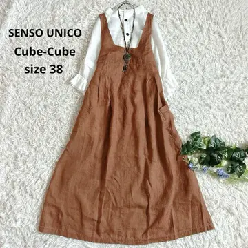 새상품급 센소유니코 롱 원피스 점프 스커트 린넨 올 시즌 브라운 M