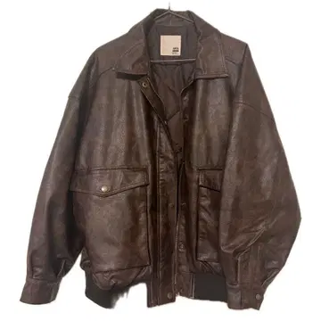JaVa 브라운 가죽 오버 사이즈 자켓