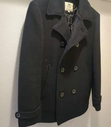 BEAMS HEART 울 더블 브레스트 피 코트 M 블랙