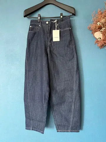 FASHIRU 다크 블루 하이웨스트 와이드 팬츠