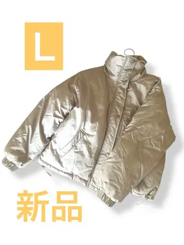 [ 새상품 ] 다운 자켓 볼륨 넥 샴페인 페이지 L 사이즈