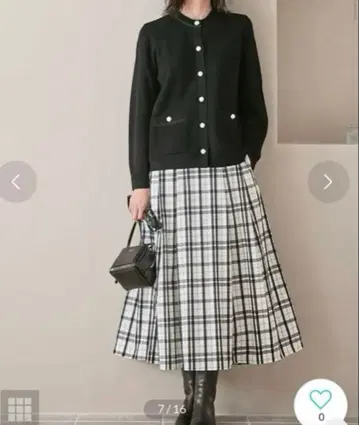 23구 S [세탁 가능] 메모리 체크 타프타 플레어 스커트 32 사이즈