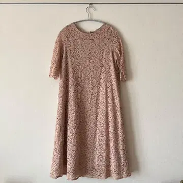 Aimer Anche 레이스 반팔 무릎 기장 원피스 핑크