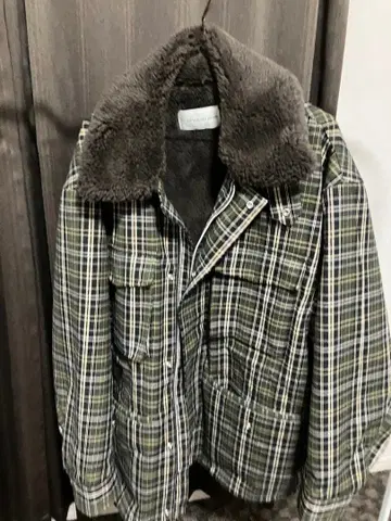 GU x beautiful people 체크 보아 블루종 OLIVE L