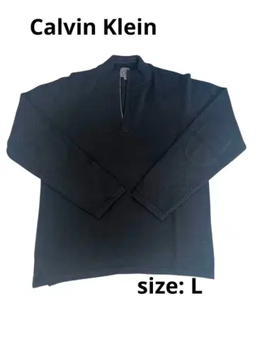 남성용 니트 스웨터 하프 지퍼 L 캘빈클라인 블랙 블랙 긴팔