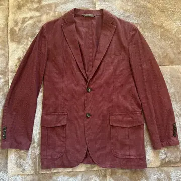 ILFARO 테일러드 자켓 빨간색 팥 타탄 체크