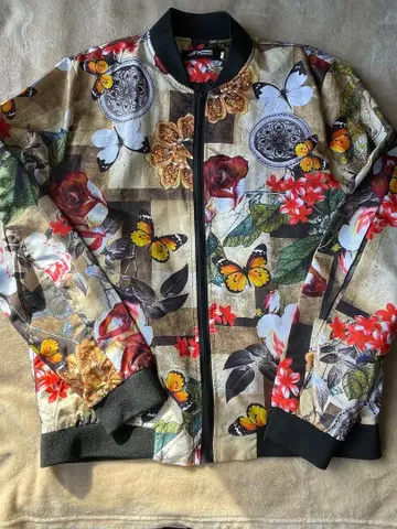 Haiweishi 꽃무늬 나비 패턴 블루종 XL