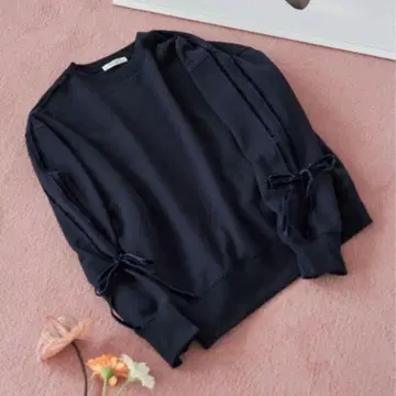 프릭스스토어 벨로아 리본 라인 속기모 맨투맨 풀오버 F