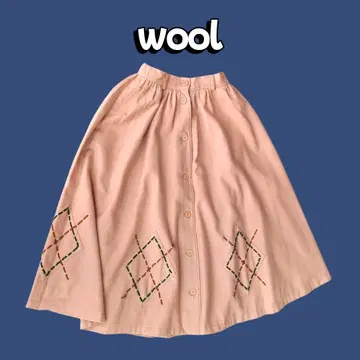 플레어 울 스커트 자수 레트로 귀여운 두꺼운 구제 의류