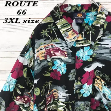 [레어] 루트66 반팔 셔츠 3X 올 패턴 하와이안 블랙 HS429
