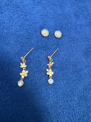 nojess k10 꽃 귀걸이 흔들리는 귀걸이 반짝이는 네잎 플라워