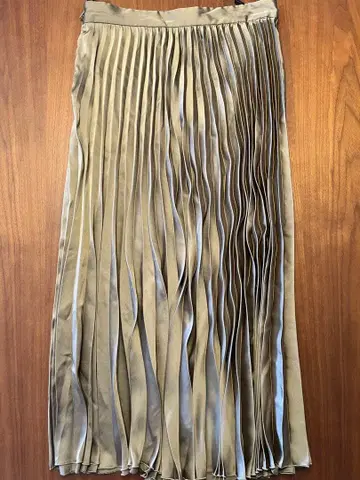 리플레이 골드 플리츠 롱 스커트
