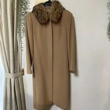 재인하 Aylesbury 베이지 퍼 옷깃 롱 코트 도쿄 스타일