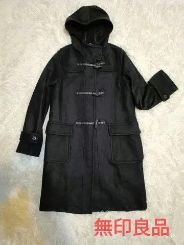 새상품급 무인양품 네이비 울 혼방 더플 코트 후드 L
