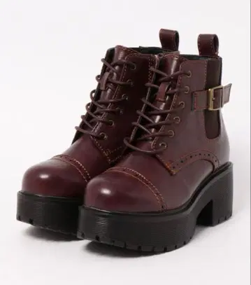 YOSUKE 요스케 통굽 레이스업 숏부츠 여성용 부츠 M