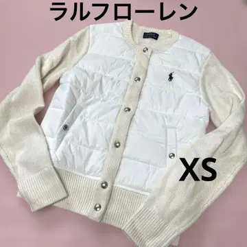 랄프 로렌 충전솜 퀼팅 스웨터 가디건 XS 화이트 니트 골프