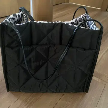 글로벌 워크 토트백 리버서블 레오파드 무늬 애니멀 퀼팅