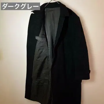 체스터 코트 울 (순모) 다크 그레이 체크 빅 사이즈 XL