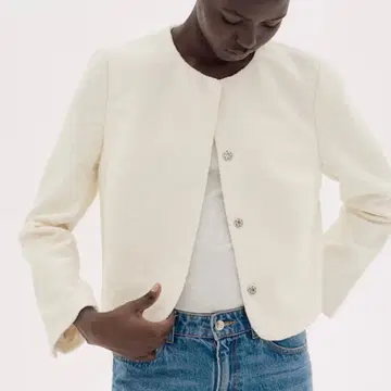 H&M 판매 중 숏 자켓 크림 S 사이즈