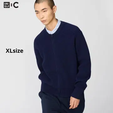 유니클로 C 크루넥 풀 집업 가디건 네이비 XLsize 택 포함 새상품