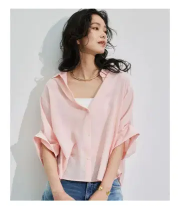 BARNYARDSTORM 핑크 와이드 실루엣 칠부 소매 셔츠