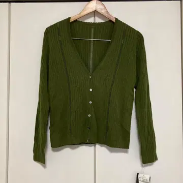 레리안 택 포함 리브 V넥 가디건