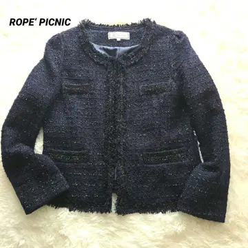 로페피크닉 트위드 자켓 네이비 라메 M 사이즈