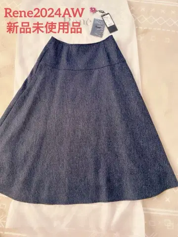 Rene 2024AW 택 포함 미사용 새상품 네이비 트위드 스커트 34