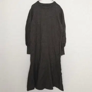 비지트 디자인 | 긴팔 니트 원피스 플레어 [ L ] 퍼프 슬리브 차콜