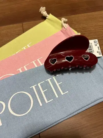 POTETE 포테테 3heart 클립 빨간색 레드