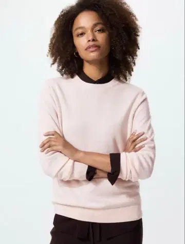 유니클로 캐시미어 크루넥 스웨터 핑크 M