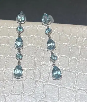 블루 토파즈 플라티나 900 댕글 귀걸이