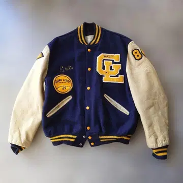 Delong 가죽 스타디움 재킷 미국제 42 와펜